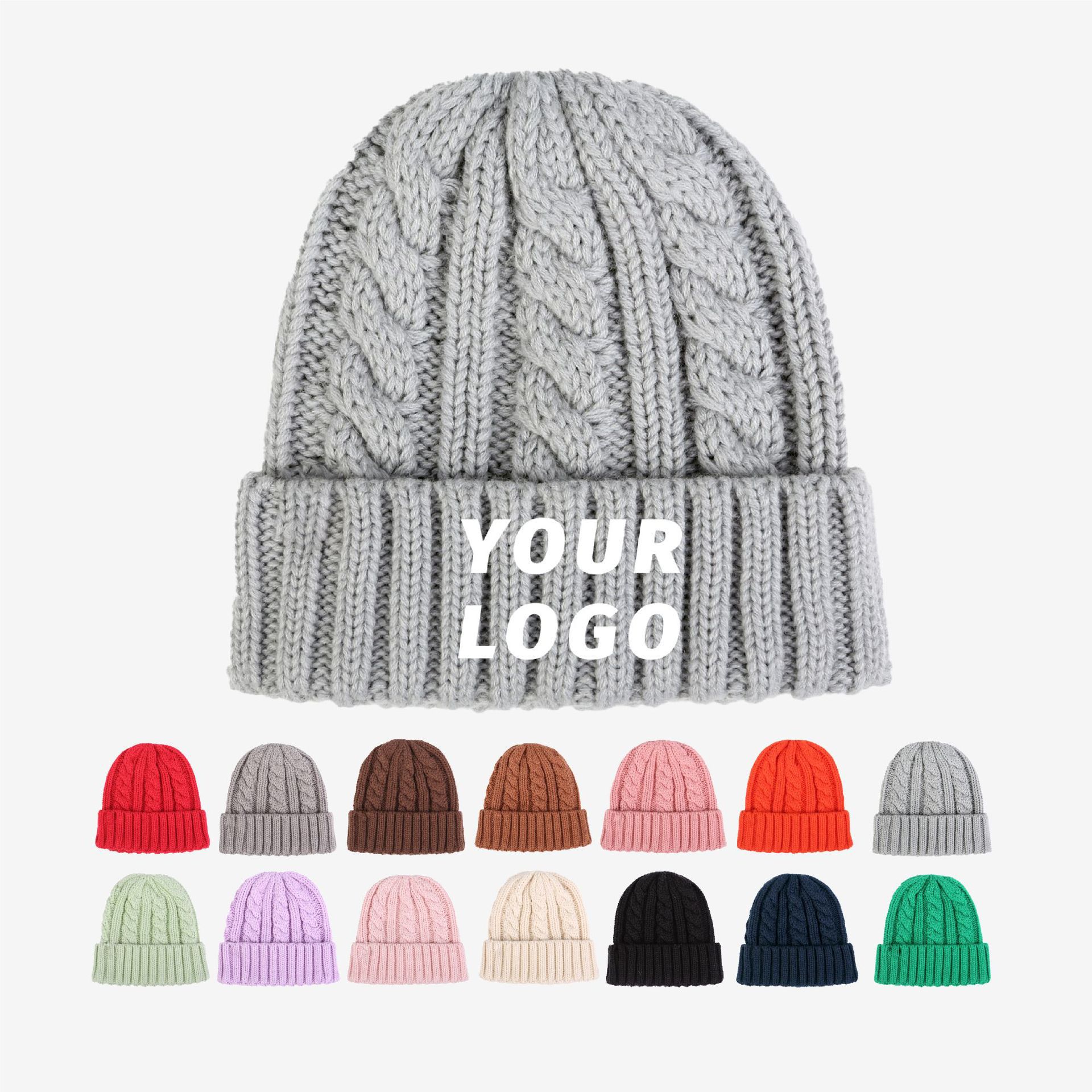 Outdoor Thick Anti freeze Twisted Wool Hat Quality Wool Warm Knitted Hat
