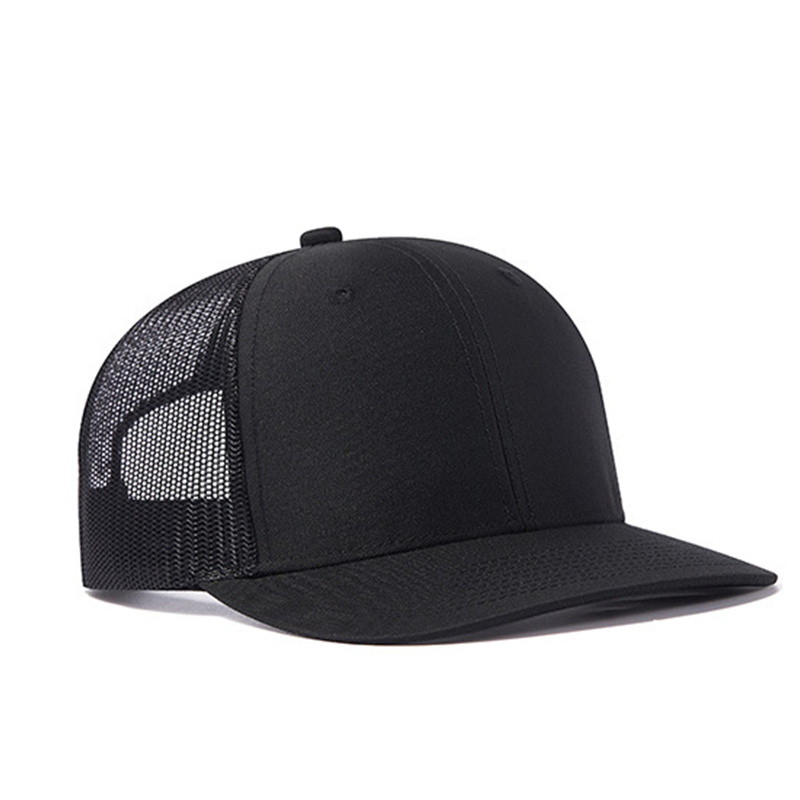 All Black Trucker Hat With a American Logo on the Side & a Velcro Logo Front All Black Trucker Hat With a American Logo on the Side & a Velcro Logo Front