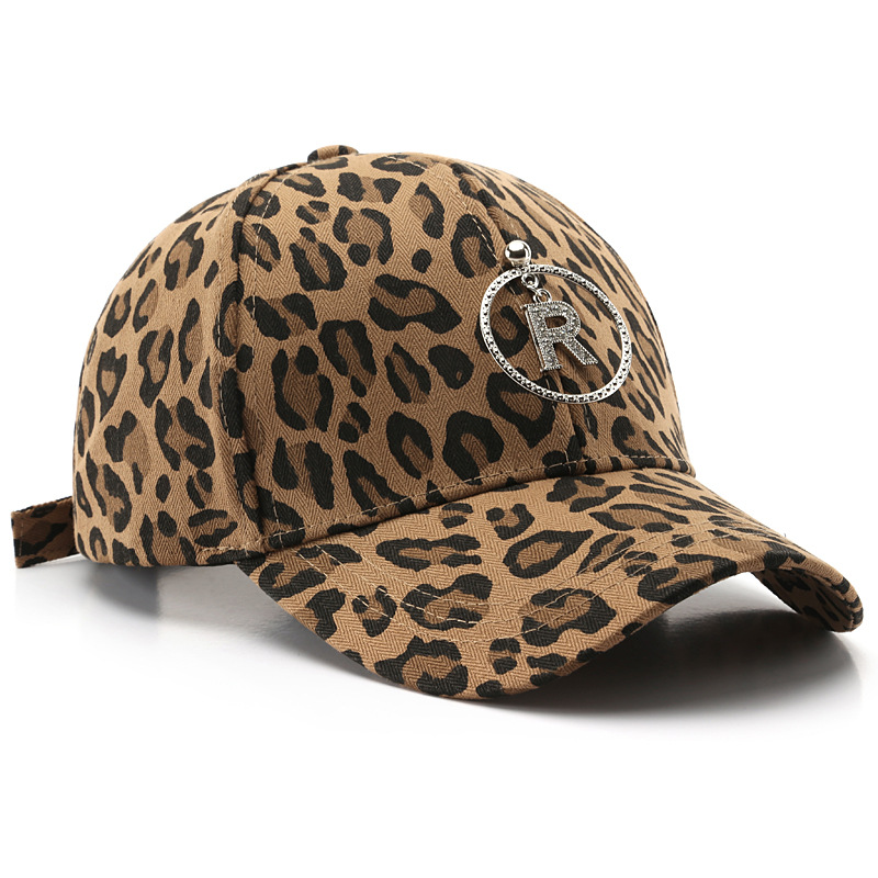 Leopard patterned curved brim baseball cap